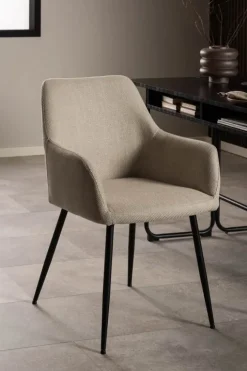 CASA Living Lizzy Spisebordsstol - 2 stk H 85 x B 59 x D 59 cm - Stof/stål - Beige