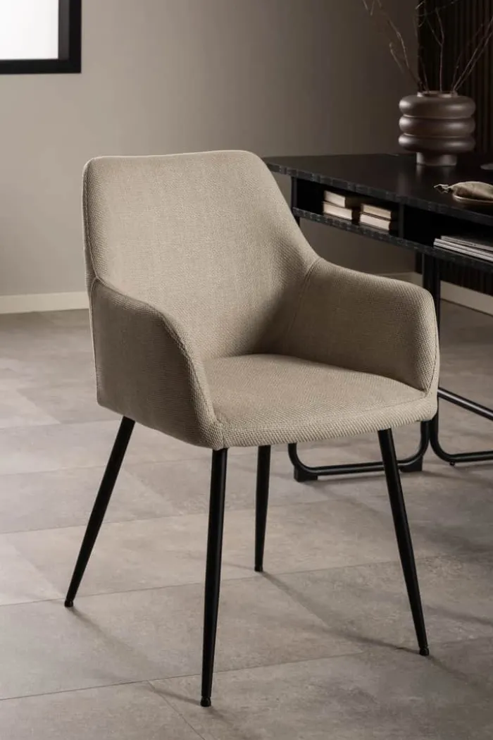 CASA Living Lizzy Spisebordsstol - 2 stk H 85 x B 59 x D 59 cm - Stof/stål - Beige