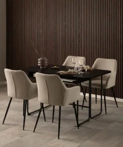 CASA Living Lizzy Spisebordsstol - 2 stk H 85 x B 59 x D 59 cm - Stof/stål - Beige