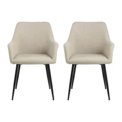 CASA Living Lizzy Spisebordsstol - 2 stk H 85 x B 59 x D 59 cm - Stof/stål - Beige