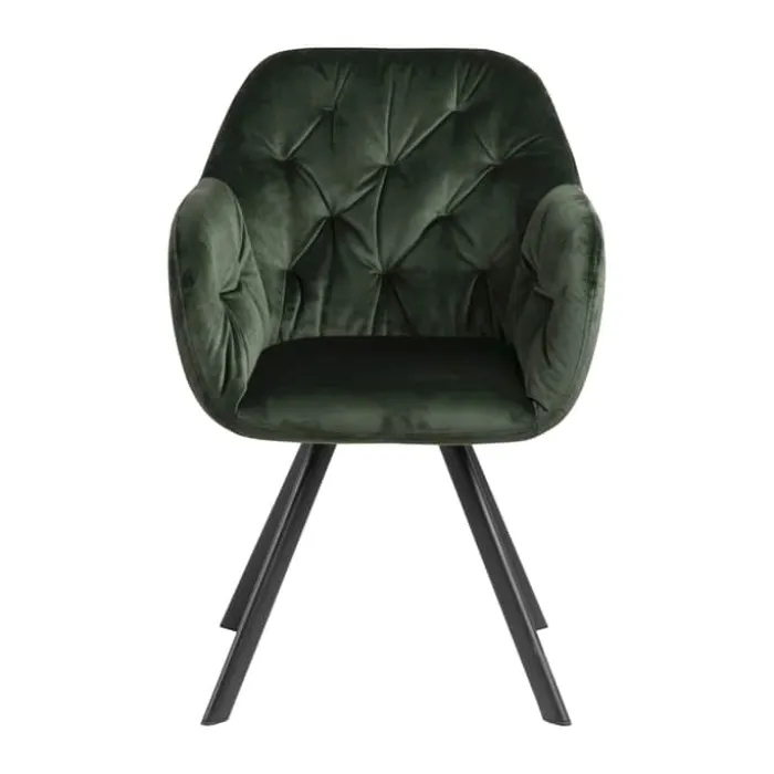 CASA Living Lola Spisebordsstol H 81,5 x B 57,5 x D 48,5 cm - Velour - Skovgrøn