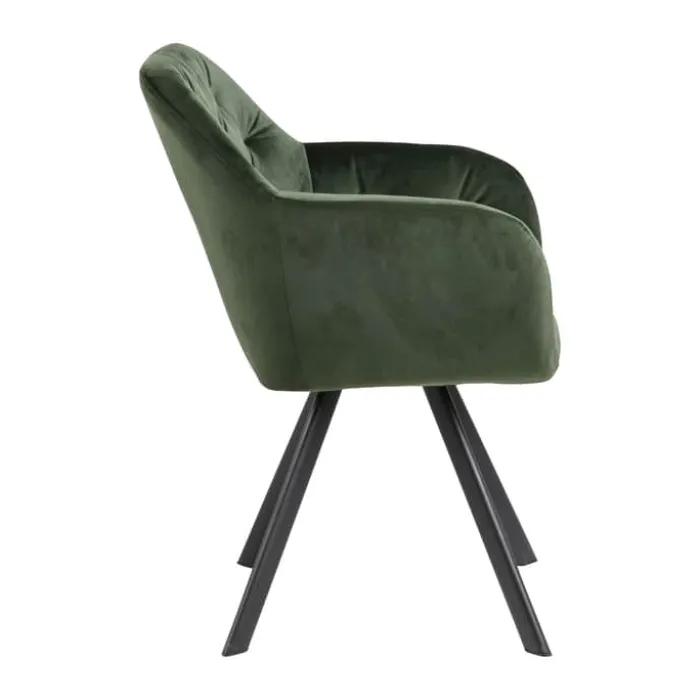 CASA Living Lola Spisebordsstol H 81,5 x B 57,5 x D 48,5 cm - Velour - Skovgrøn