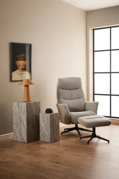 CASA Living London Recliner med fodskammel H 112 x B 75 x D 83 cm - Stof/stål - Beige