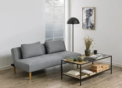 CASA Living Lucca Sovesofa H 74 x B 180 x D 86 cm - Stof/gummitræ - Lysegrå