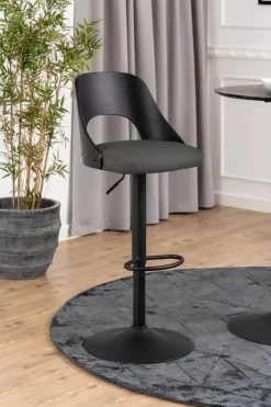 CASA Living Lucy Barstol - 2 stk. H 113 x B 47 x D 50,5 cm - Metal/stof/træ - Mørkegrå/sort