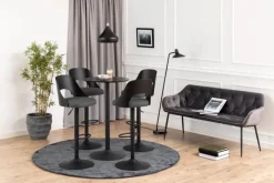 CASA Living Lucy Barstol - 2 stk. H 113 x B 47 x D 50,5 cm - Metal/stof/træ - Mørkegrå/sort