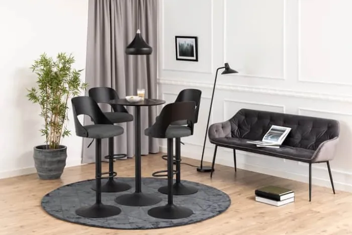 CASA Living Lucy Barstol - 2 stk. H 113 x B 47 x D 50,5 cm - Metal/stof/træ - Mørkegrå/sort
