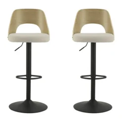 CASA Living Lucy Barstol - 2 stk H 113 x B 47 x D 50,5 cm - Metal/stof/træ - Beige/sort