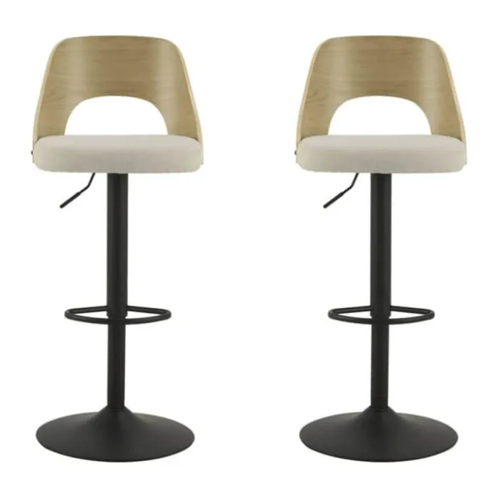 CASA Living Lucy Barstol - 2 stk H 113 x B 47 x D 50,5 cm - Metal/stof/træ - Beige/sort