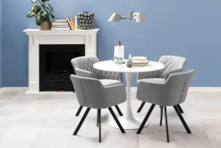 CASA Living Malta Spisebord Ø 90 x H 75 cm - Keramik/metal - White Unico/hvid