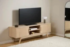 CASA Living Marte TV-bord H 55 x B 160 x L 40 cm - Egetræ/finér - Hvid