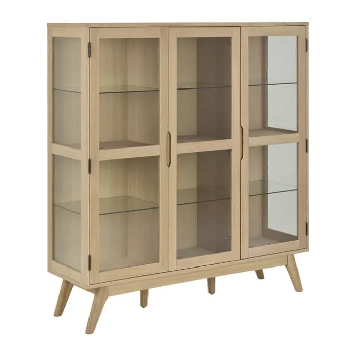 CASA Living Marte Vitrineskab H 148 x B 140 x L 40 cm - Egetræsfinér - Hvid