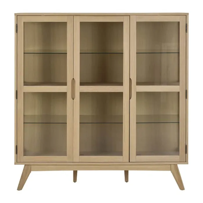CASA Living Marte Vitrineskab H 148 x B 140 x L 40 cm - Egetræsfinér - Hvid