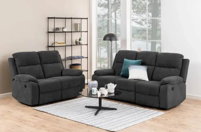 CASA Living Mora 3-Personers Lænestol H 98 x B 196,5 x L 95 cm - Stof/metal - Mørkegrå