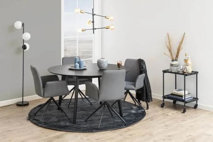 CASA Living Naya Spisebordsstol H 88 x B 59 x D 59 cm - Stål/stof - Grå