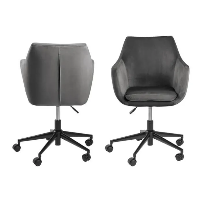 CASA Living Nora Skrivebordsstol H 91 x B 58 x D 58 cm - Metal/stof - Mørkegrå/sort