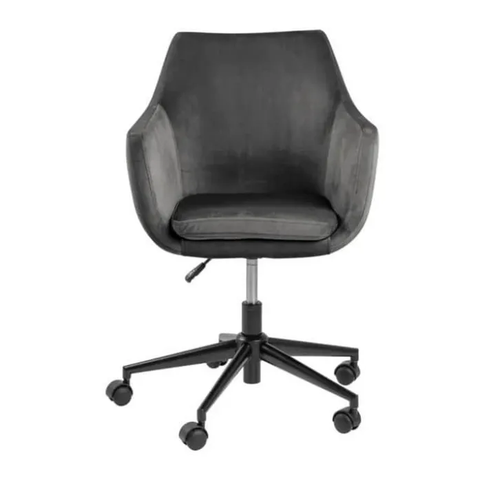 CASA Living Nora Skrivebordsstol H 91 x B 58 x D 58 cm - Metal/stof - Mørkegrå/sort