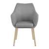CASA Living Nora Spisebordsstol H 84 x B 58 x D 58 cm - Egetræ/stof - Lysegrå/lys natur