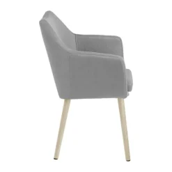 CASA Living Nora Spisebordsstol H 84 x B 58 x D 58 cm - Egetræ/stof - Lysegrå/lys natur