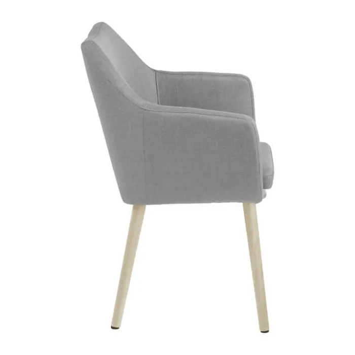CASA Living Nora Spisebordsstol H 84 x B 58 x D 58 cm - Egetræ/stof - Lysegrå/lys natur