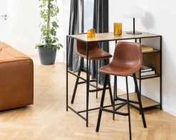 CASA Living Oregon Barstol - 2 stk H 103 x B 46,5 x D 50 cm - Metal/kunstlæder - Brun/sort/beige