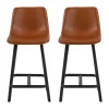 CASA Living Oregon Barstol - 2 stk H 91,5 x B 43,5 x D 50 cm - Metal/kunstlæder - Brun/sort/beige