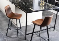 CASA Living Oregon Barstol - 2 stk H 91,5 x B 43,5 x D 50 cm - Metal/kunstlæder - Brun/sort/beige