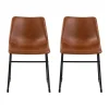 CASA Living Oregon Spisebordsstol - 2 stk. H 78,5 x B 48 x L 56 cm - Imiteret læder/stål - Cognac