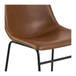 CASA Living Oregon Spisebordsstol - 2 stk. H 78,5 x B 48 x L 56 cm - Imiteret læder/stål - Cognac