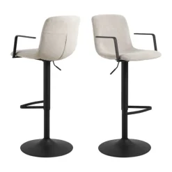 CASA Living Pablo Barstol - 2 stk H 114 x B 50 x D 53 cm - Caso-stof/stål - Beige