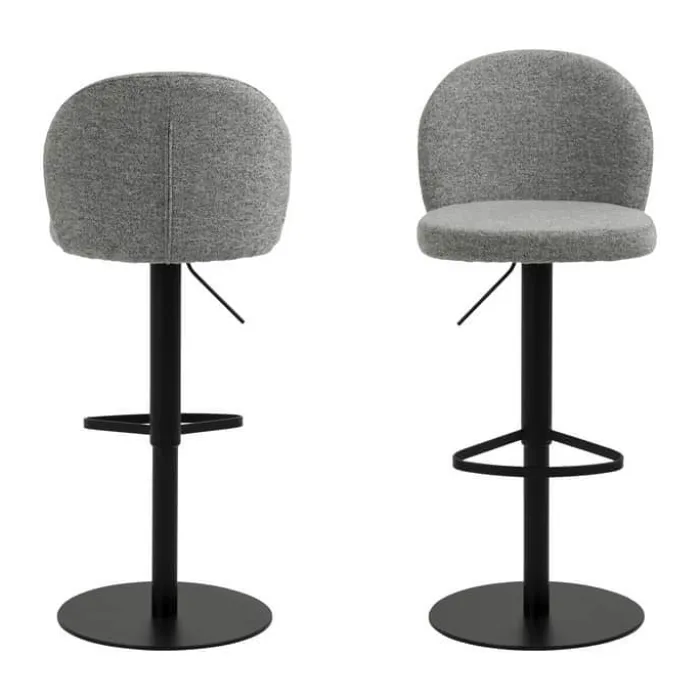 CASA Living Patricia Barstol H 109 x B 44 x D 50 cm - Metal/stof - Grå/sort