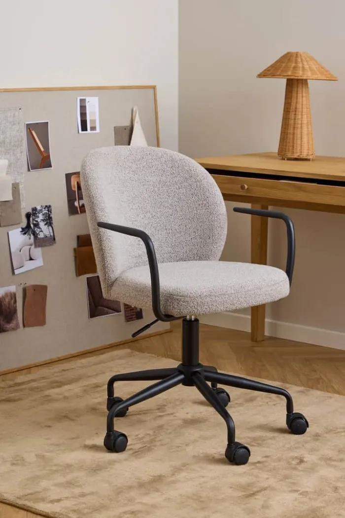 CASA Living Patricia Skrivebordsstol H 93,5 x B 59 x D 50 cm - Stof/stål - Beige