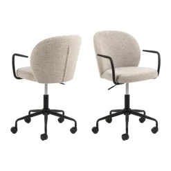 CASA Living Patricia Skrivebordsstol H 93,5 x B 59 x D 50 cm - Stof/stål - Beige