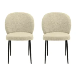 CASA Living Patricia Spisebordsstol - 2 stk. H 82 x B 52 x D 57,5 cm - Metal/stof - Creme/sort