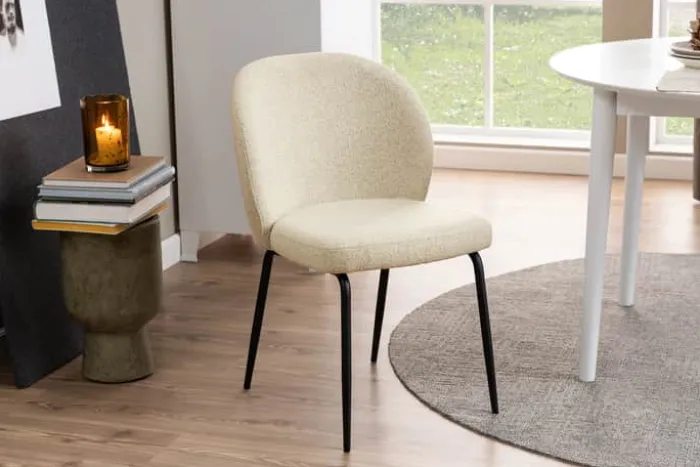 CASA Living Patricia Spisebordsstol - 2 stk. H 82 x B 52 x D 57,5 cm - Metal/stof - Creme/sort