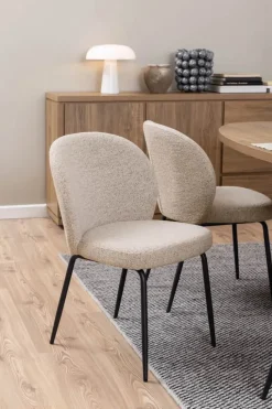 CASA Living Patricia Spisebordsstol - 2 stk. H 82 x B 52 x D 57,5 cm - Metal/stof - Beige/sort