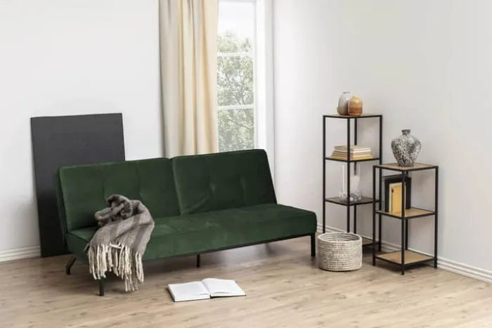 CASA Living Perugia Sovesofa H 87 x B 95 x L 198 cm - Stål/stof - Skovgrøn