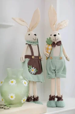 CASA Living Påskehare - Dreng H 50 cm - Polyester - Beige/grøn