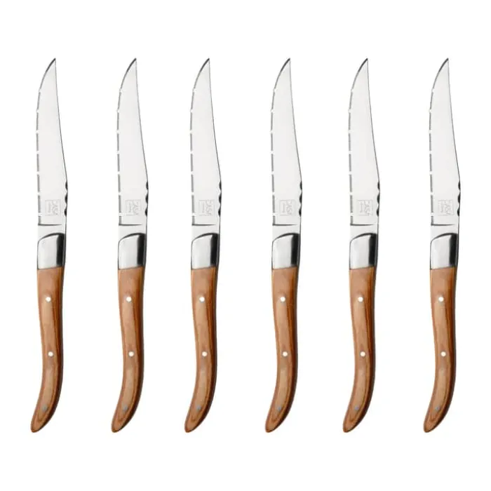 CASA Living Ranch Steakkniv - 6 stk. Certificeret pakkatræ - Lyst træ