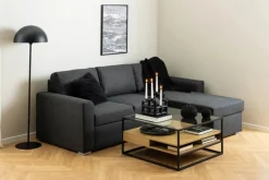 CASA Living Randolf Sofabord H 40 x B 80 x L 80 cm - glas/melamin/metal - Brun/sort/klar