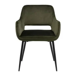 CASA Living Ranja Spisebordsstol - 2 stk. H 79 x B 56 x D 59,5 cm - Metal/stof - Olivengrøn/sort