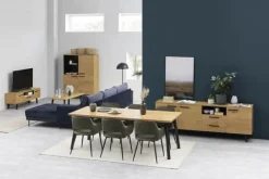CASA Living Ranja Spisebordsstol - 2 stk. H 79 x B 56 x D 59,5 cm - Metal/stof - Olivengrøn/sort