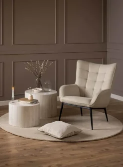 CASA Living Redding Hvilestol H 99 x B 76,5 x D 91 cm - Basel stof/stål - Beige