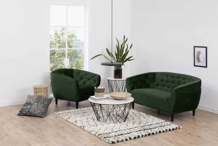 CASA Living Ria Lænestol H 78 x B 97 x D 84 cm - Velour - Grøn