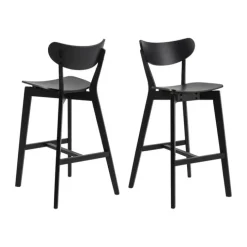 CASA Living Roxby Barstol - 2 stk H 105 x B 45 x D 49 cm - Egefiner - Mat sort