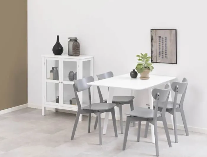 CASA Living Roxby Spisebordsstol - 2 stk. H 79,5 x B 45 x D 55 cm - Gummitræ - Grå