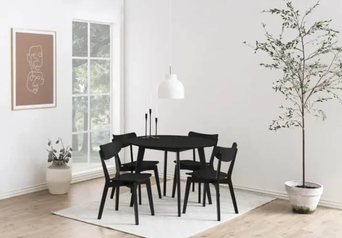 CASA Living Roxby Spisebord Ø 105 x H 76 cm - Gummitræ - Sort