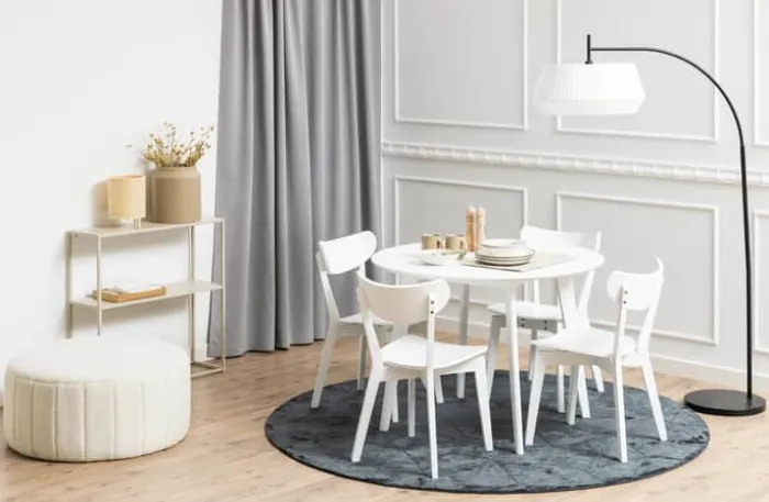 CASA Living Roxby Spisebord Ø 105 x H 76 cm - Gummitræ/mdf - Hvid