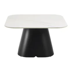 CASA Living Salinas Sofabord H 45 x B 80 x D 80 cm - Keramik/stål - Hvid/mat sort
