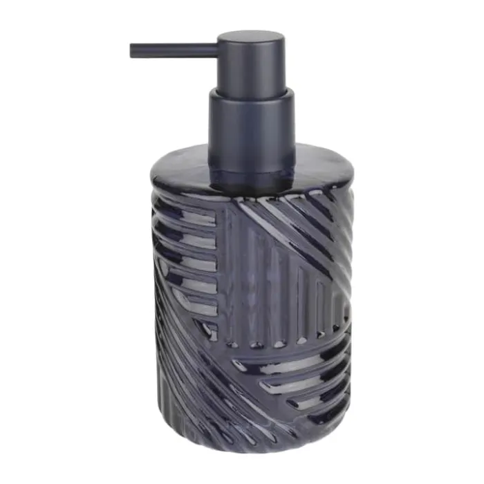 CASA Living Sæbedispenser m. mønster H 15,5 cm - Glas - Mørkeblå